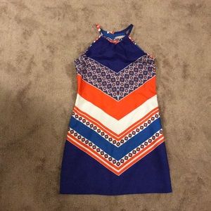 Multi-colored Halter Shift Dress